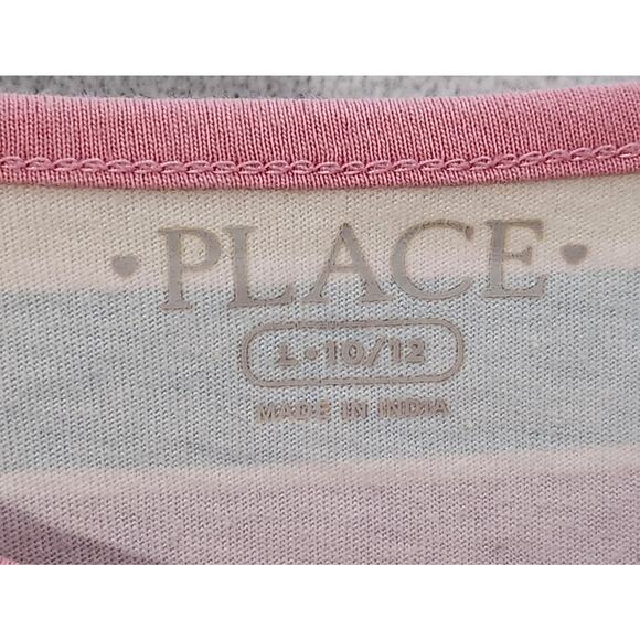 Children's Place Pink Striped With Solid Blue Bottom Dress Large Lightweight - Picture 3 of 3